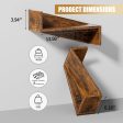 Rustic Wood Floating Shelves Set of 2 with Coat Hooks - Versatile Wall Mounted Storage for Home, Kitchen, Bedroom, Living Room, Bathroom, and Farmhouse Decor - Unique Parallelogram Design, Brown Online now