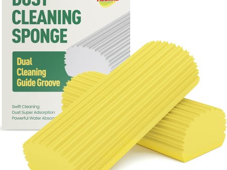 2-Pack Durable Magical Damp Cleaning Duster Sponge - Dual Guide Groove Design for Effective Dusting on Sale