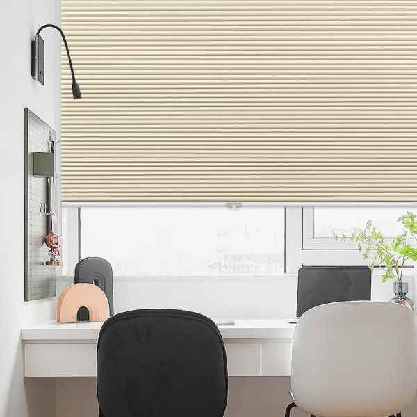 Cellular Window Shades Cordless Blinds - Blackout Honeycomb Polyester, Beige, 35  W x 64  H for Home & Office Online