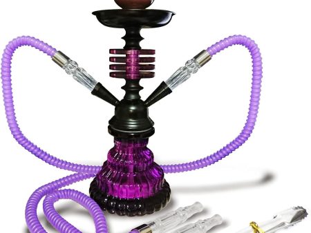 Complete 11  Hookah Set with 2 Hoses, Glass Vase, and Easy Carry Design - Enjoy Anywhere For Discount