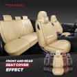 Full Set Beige Leather Car Seat Covers, Breathable and Universal Fit for Sedan, SUV, Coupe - With Lumbar Support Online Sale