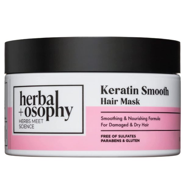 8.5oz Herbalosophy Keratin Smooth Hair Mask – Smoothing & Nourishing Formula for Damaged & Dry Hair – Salon-Quality Haircare with Natural, Healthy Ingredients, Vegan, Sulfate & Paraben Free Cheap