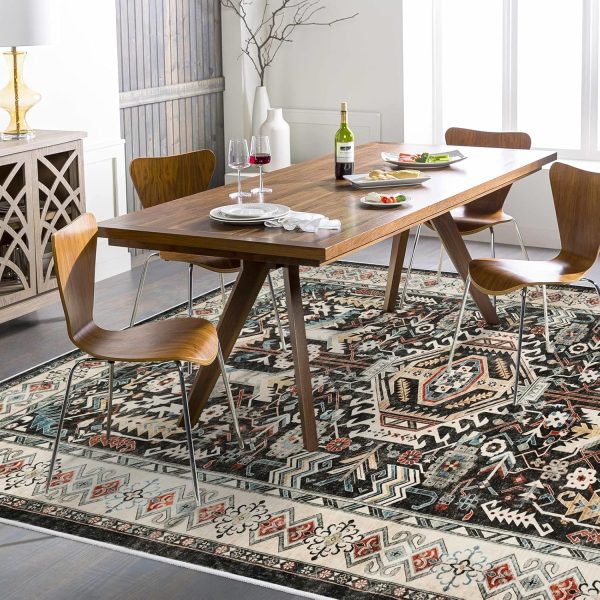 Large 8x10 Washable Area Rug for Living Room - Distressed Oriental Design Online