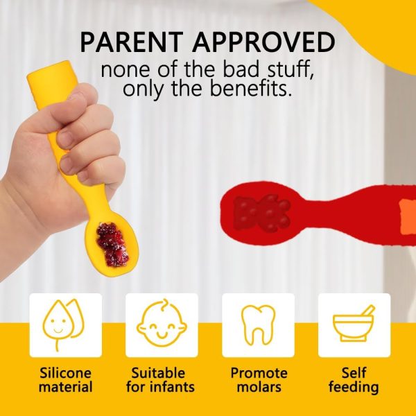 Silicone Baby Spoons Set for Ages 6-24 Months, Red and Yellow - Self-Feeding and Teething Aid For Discount