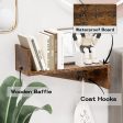 Rustic Wood Floating Shelves Set of 2 with Coat Hooks - Versatile Wall Mounted Storage for Home, Kitchen, Bedroom, Living Room, Bathroom, and Farmhouse Decor - Unique Parallelogram Design, Brown Online now