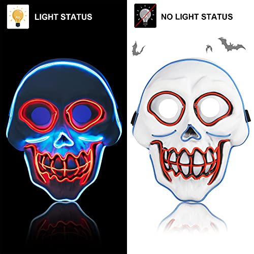 Halloween Mask Led Mask Scary Mask Light Up Mask Purge Mask Glowing Mask Costume Mask Cosplay Masks for Adults Festival Party Masquerade Carnival Gifts Online