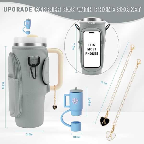 Stylish Water Bottle Carrier for Stanley Cup 40oz with Phone Pocket & Keychain Accessories Online