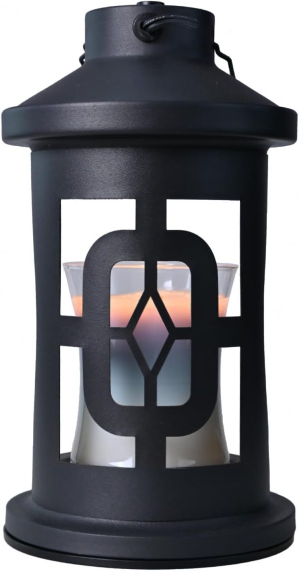 Vintage Black Time Square Candle Warmer Lamp for Jar Candles with Timer - Metal Lantern Style For Discount