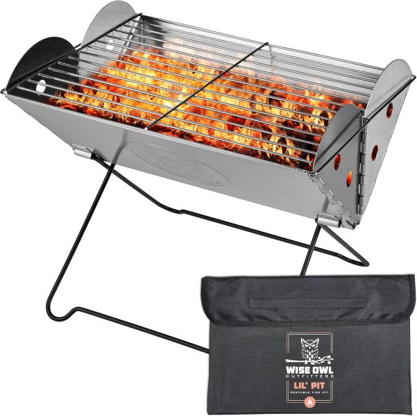 Portable Camping Grill - Collapsible Stainless Steel Fire Pit for Outdoor Adventures Sale