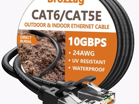 10Ft High-Speed Ethernet Cable for Outdoor Use, 10Gbps Cat 5e Cat6, 24AWG RJ45 Lan Cord, UTP, Compatible with Multiple Devices Sale